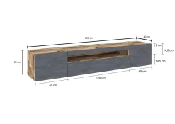 Mobili Porta Tv|Salotto > Dmora Base TV acero e ardesia 200x40x37h cm 3 ante in legno - Artropodi Grigio Ardesia, Marrone Acero