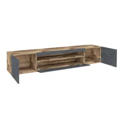 Mobili Porta Tv|Salotto > Dmora Base TV acero e ardesia 200x40x37h cm 3 ante in legno - Artropodi Grigio Ardesia, Marrone Acero