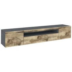 Mobili Porta Tv|Salotto > Dmora Base TV acero e ardesia 200x40x37h cm 3 ante in legno - Artropodi Grigio Ardesia, Marrone Acero