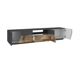 Mobili Porta Tv|Salotto > Dmora Base TV acero e ardesia 260x43x46h cm 4 ante e 2 cassetti - Asdrubale Grigio Ardesia, Marrone Acero