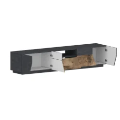 Mobili Porta Tv|Salotto > Dmora Base TV acero e ardesia 260x43x46h cm 4 ante e 2 cassetti - Asdrubale Grigio Ardesia, Marrone Acero