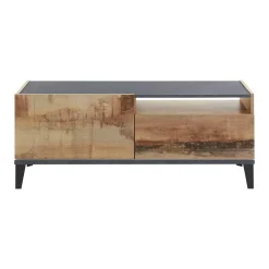 Salotto > Dmora Base TV acero e ardesia 120x40x47h cm in legno - Atris Grigio Ardesia, Marrone Acero