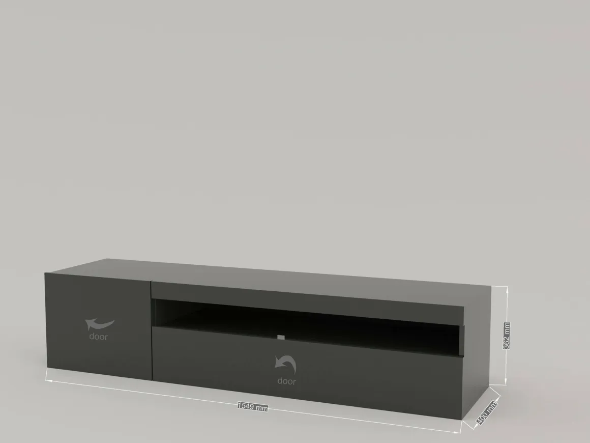 Base TV antracite lucido 150x40x37h cm 2 ante - Acrilya