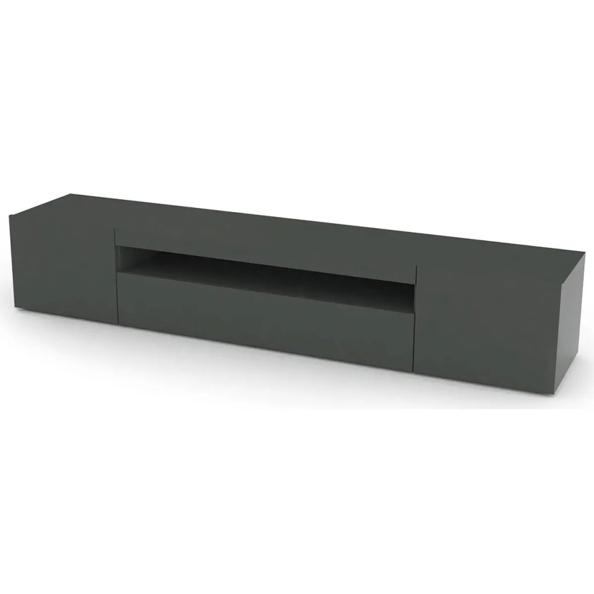 Mobili Porta Tv|Salotto > Dmora Base TV antracite lucido 200x40x37h cm 3 ante - Amore Nero Antracite lucido