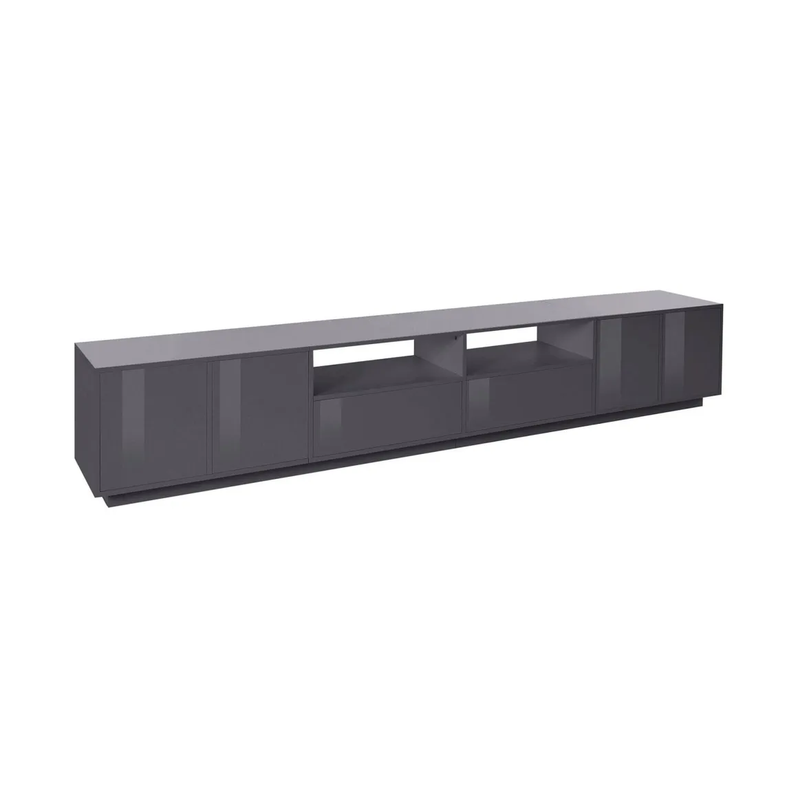 Base TV antracite lucido 260x41x46h cm 4 ante e 2 cassetti - Albak
