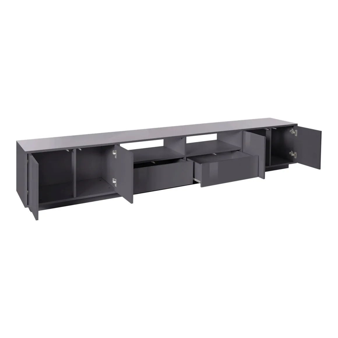 Base TV antracite lucido 260x41x46h cm 4 ante e 2 cassetti - Albak