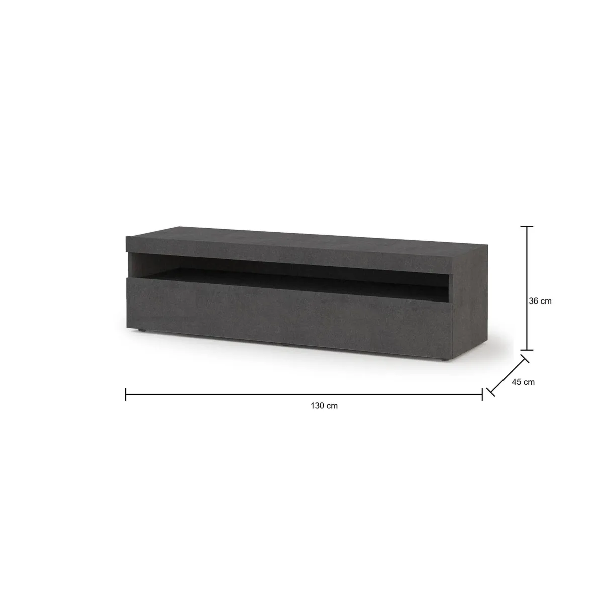 Salotto > Dmora Base TV ardesia 130x45x36h cm in legno - Gianna Grigio Ardesia