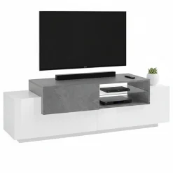 Base TV bianco lucido,cemento 160x45x51h cm 3 ante - Andris
