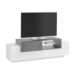 Base TV bianco lucido,cemento 160x45x51h cm 3 ante - Andris
