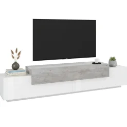 Base TV bianco lucido,cemento 240x45x52h cm 3 ante - Tiche