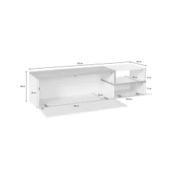 Base TV bianco lucido e acero 160x40x46h cm 2 ante - Fluorite