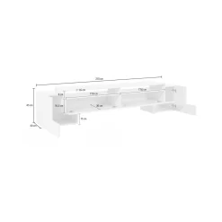 Base TV bianco lucido e acero 210x45x45h cm 3 ante - Amis