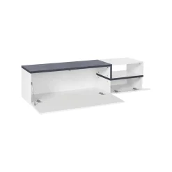 Base TV bianco lucido e ardesia 160x40x46h cm 2 ante - Fluorite