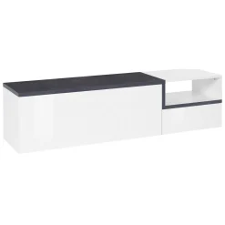 Base TV bianco lucido e ardesia 160x40x46h cm 2 ante - Fluorite