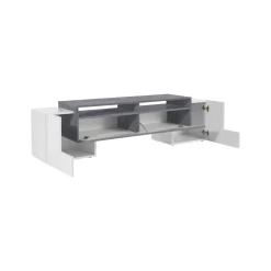 Salotto > Dmora Base TV bianco lucido e ardesia 190x45x45h cm 4 ante - Arancione Grigio Ardesia, Bianco Lucido