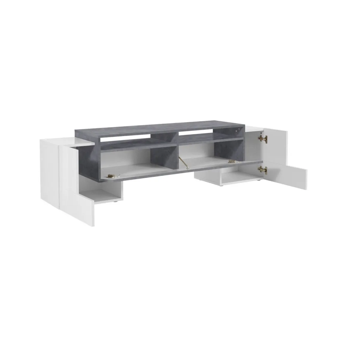 Salotto > Dmora Base TV bianco lucido e ardesia 190x45x45h cm 4 ante - Arancione Grigio Ardesia, Bianco Lucido
