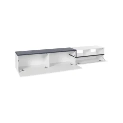 Base TV bianco lucido e ardesia 240x40x50h cm 2 ante - Fetta