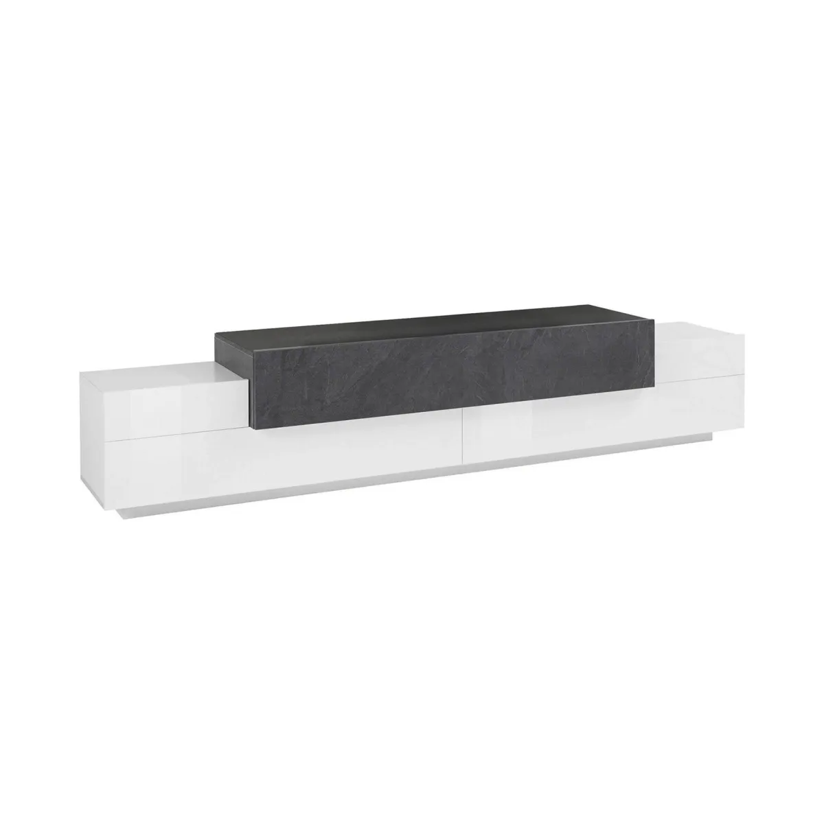 Mobili Porta Tv|Salotto > Dmora Base TV bianco lucido e ardesia 240x45x52h cm 3 ante - Tiche Grigio Ardesia, Bianco Lucido
