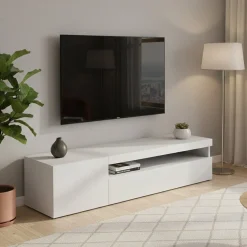 Base TV bianco lucido 150x40x37h cm 2 ante - Ardy