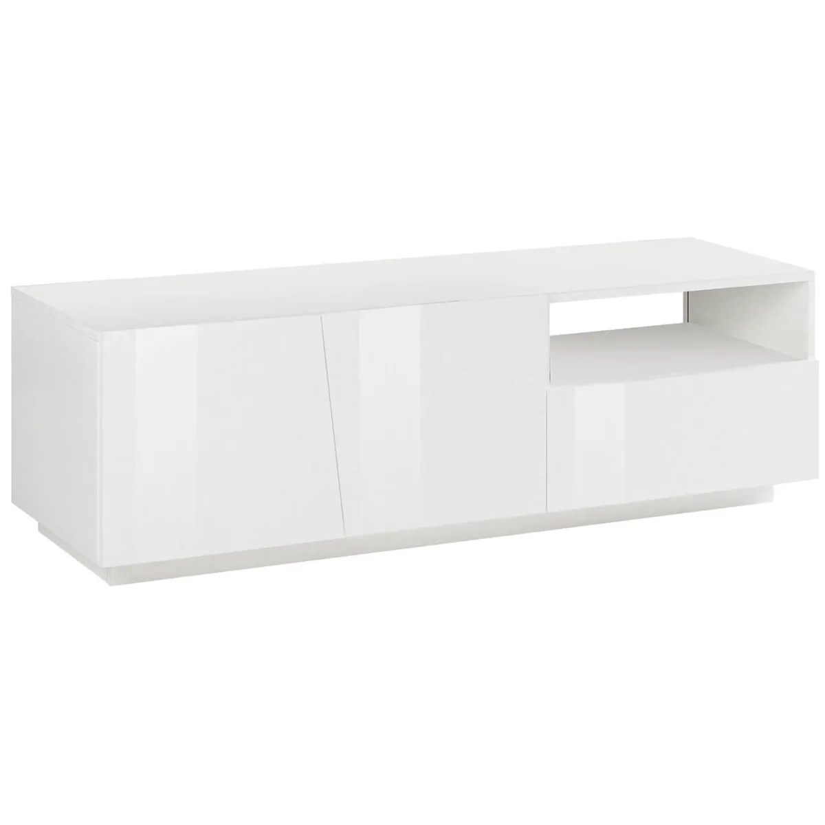 Mobili Porta Tv|Salotto > Dmora Base TV 150x43x46h cm 2 ante e 1 cassetto - Aiace Bianco Lucido