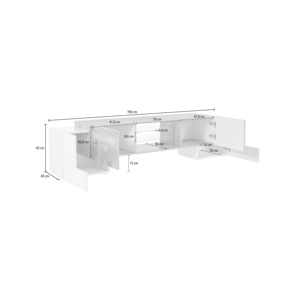 Mobili Porta Tv|Salotto > Dmora Base TV 200x40x37h cm 3 ante - Amore Bianco Lucido