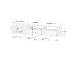 Salotto > Dmora Base TV 210x45x45h cm 3 ante - Amis Bianco Lucido