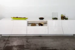 Mobili Porta Tv|Salotto > Dmora Base TV 220x43x46h cm 4 ante e 1 cassetto - Animai Bianco Lucido