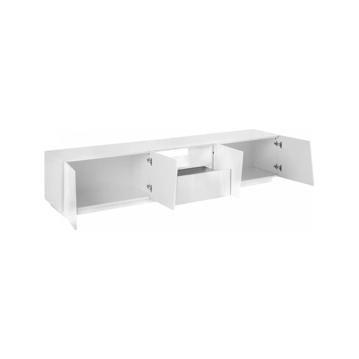 Base TV bianco lucido 220x43x46h cm 4 ante e 1 cassetto - Azzurras