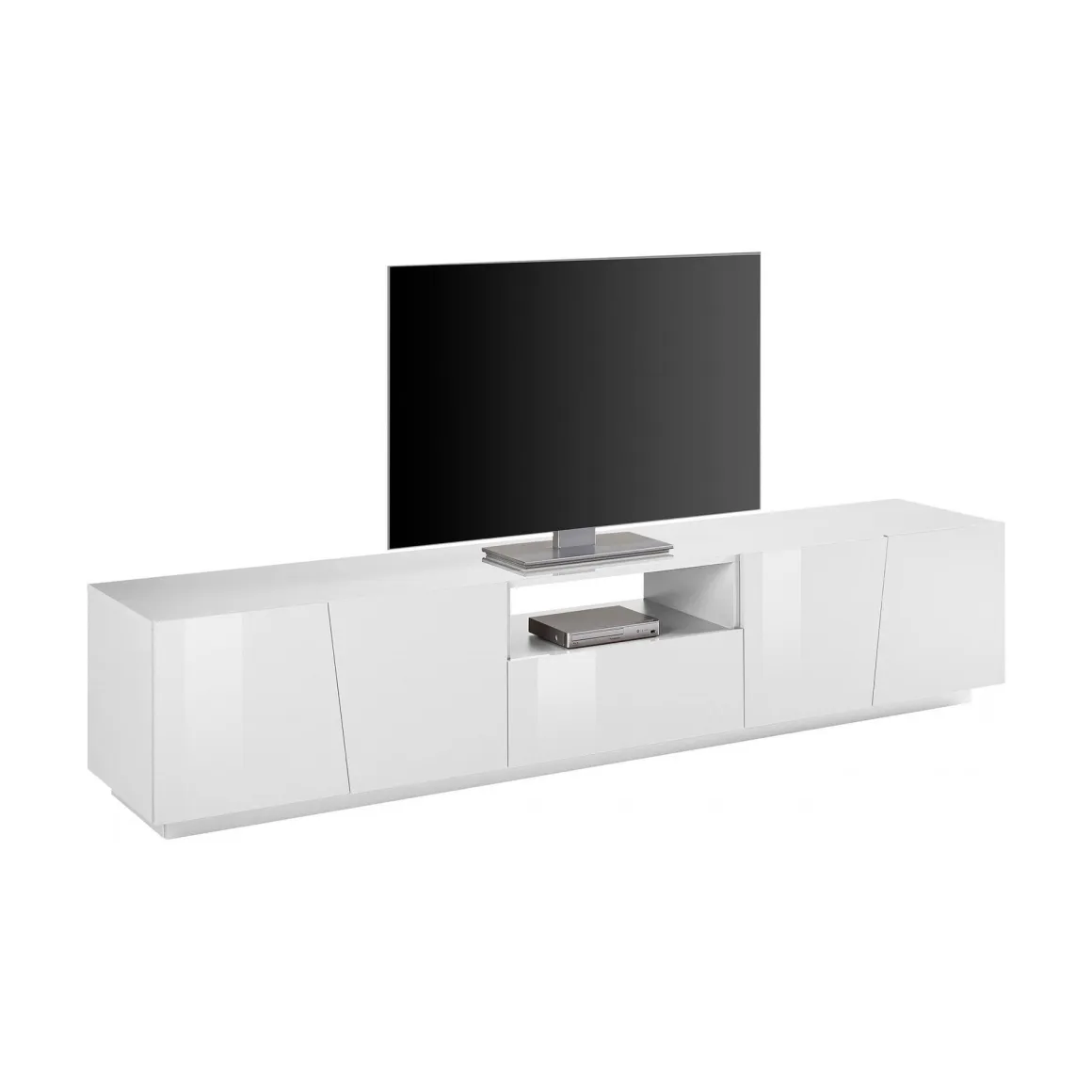 Base TV bianco lucido 220x43x46h cm 4 ante e 1 cassetto - Azzurras