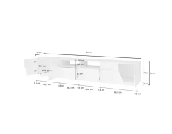 Base TV bianco lucido 260x43x46h cm 4 ante e 2 cassetti - Asdrubale