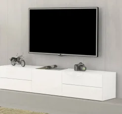 Base TV bianco lucido 170x40x35h cm in legno - Ariad