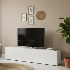 Base TV bianco lucido 180x30x40h cm in legno - Alakazam