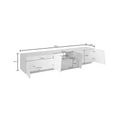 Mobili Porta Tv|Salotto > Dmora Base TV 220x43x46h cm in legno - Azzurras Bianco Lucido