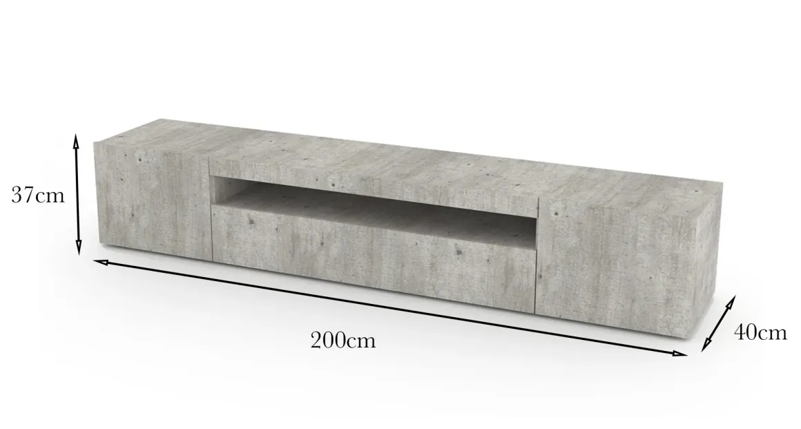 Base TV cemento 200x40x37h cm 3 ante - Amore