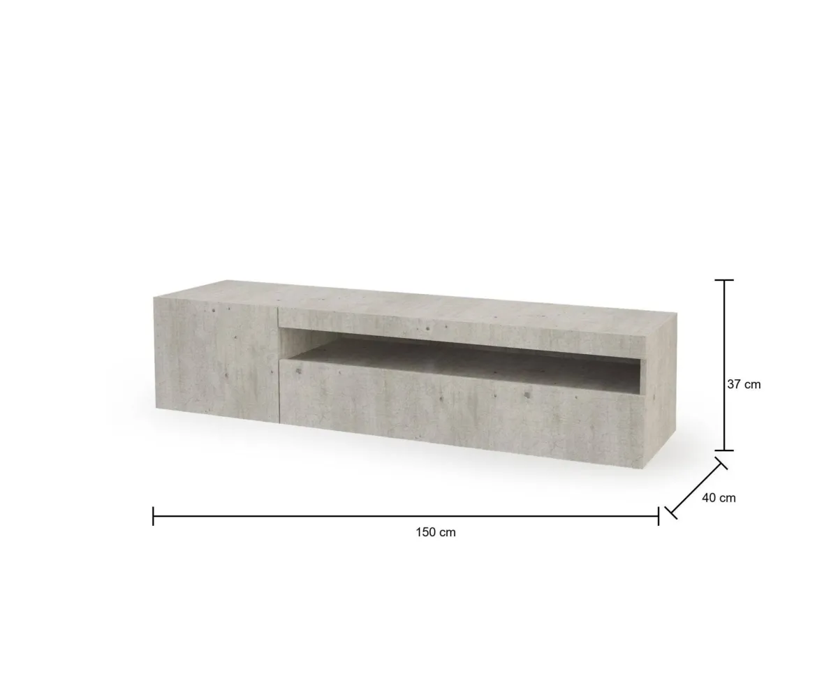Mobili Porta Tv|Salotto > Dmora Base TV cemento 150x40x37h cm 2 ante - Ardy Grigio Cemento