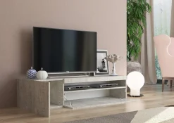 Mobili Porta Tv|Salotto > Dmora Base TV cemento 150x40x37h cm 2 ante - Ardy Grigio Cemento