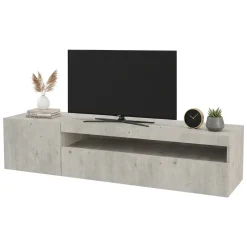 Base TV cemento 150x40x37h cm 2 ante in legno - Ardy