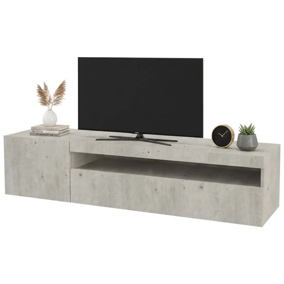 Base TV cemento 150x40x37h cm 2 ante in legno - Ardy