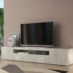 Mobili Porta Tv|Salotto > Dmora Base TV cemento 200x40x37h cm 3 ante in legno - Amore Grigio Cemento