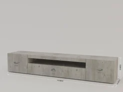 Mobili Porta Tv|Salotto > Dmora Base TV cemento 200x40x37h cm 3 ante in legno - Amore Grigio Cemento