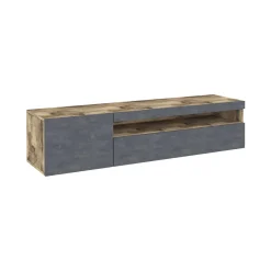 Salotto > Dmora Base TV legno e ardesia 150x40x37h cm 2 ante - Aquilo Grigio Ardesia, Marrone Acero