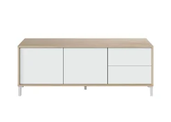 Base TV rovere e bianco 130x41x47h cm 2 ante e 2 cassetti - Alva