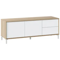Base TV rovere e bianco 130x41x47h cm 2 ante e 2 cassetti - Alva