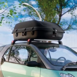 Baule Auto Nero Finitura Effetto Carbonio Capacità 270 l, 55 kg, Apertura Doppia Apertura Laterale Made in Italy - Copora