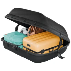 Baule Auto Nero Finitura Effetto Carbonio Capacità 270 l, 55 kg, Apertura Doppia Apertura Laterale Made in Italy - Copora