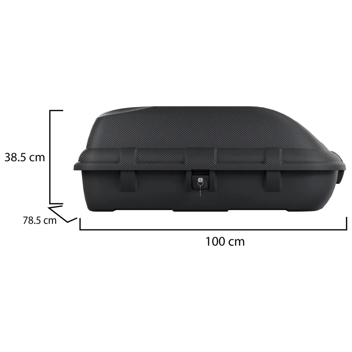 Baule Auto Nero Finitura Effetto Carbonio Capacità 270 l, 55 kg, Apertura Doppia Apertura Laterale Made in Italy - Copora