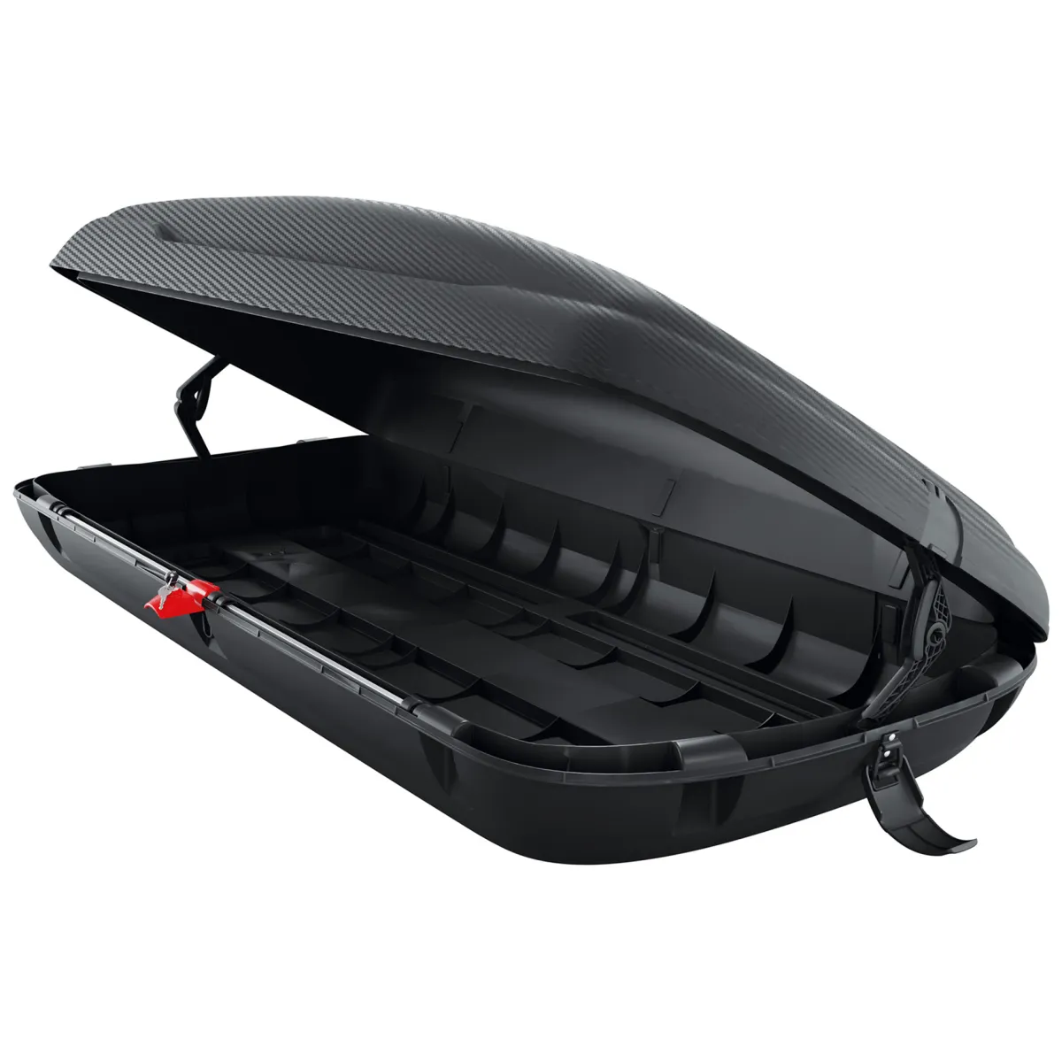 Bauli > Dmora Baule Auto Finitura Effetto Carbonio Capacità 350 l, 75 kg, Apertura a Ribalta Made in Italy - Chivin Nero