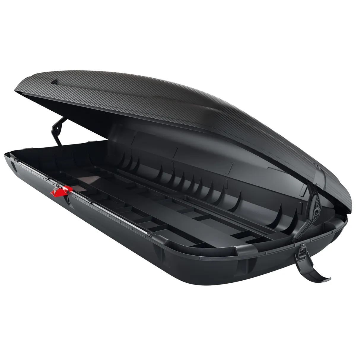 Bauli > Dmora Baule Auto Finitura Effetto Carbonio Capacità 430 l, 75 kg, Apertura a Ribalta Made in Italy - Chivin Nero