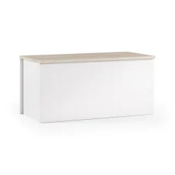 Baule cassapanca in legno 90x45x45h cm bianco e rovere - Ayusnay