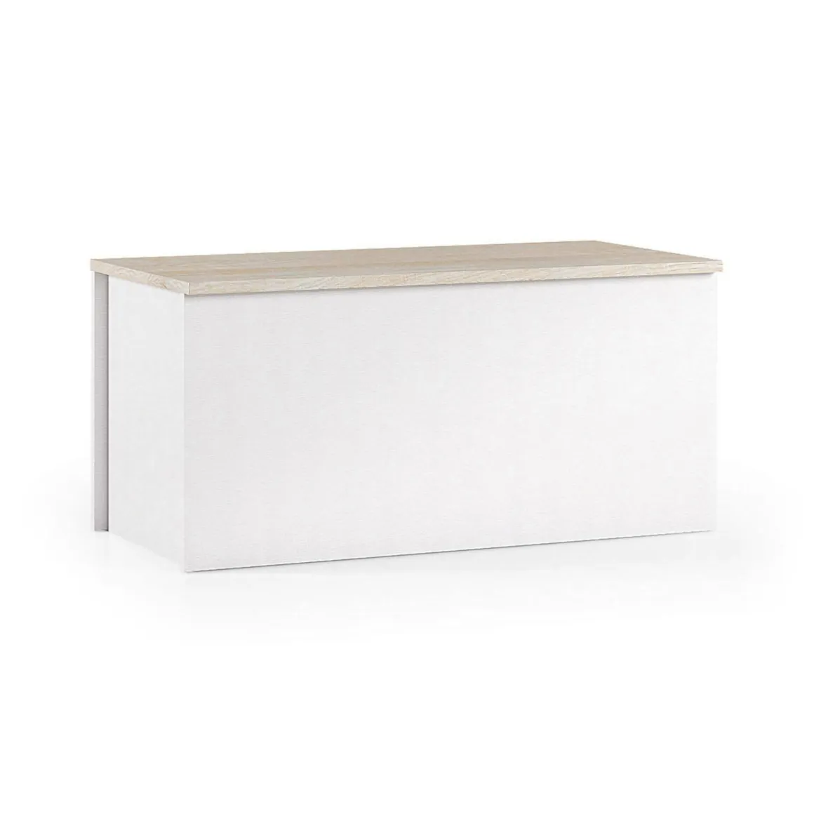 Baule cassapanca in legno 90x45x45h cm bianco e rovere - Ayusnay